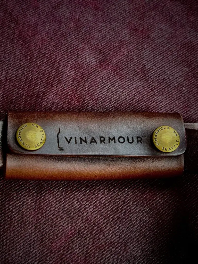 A close up picture of the Vinarmour logo on a carrier.