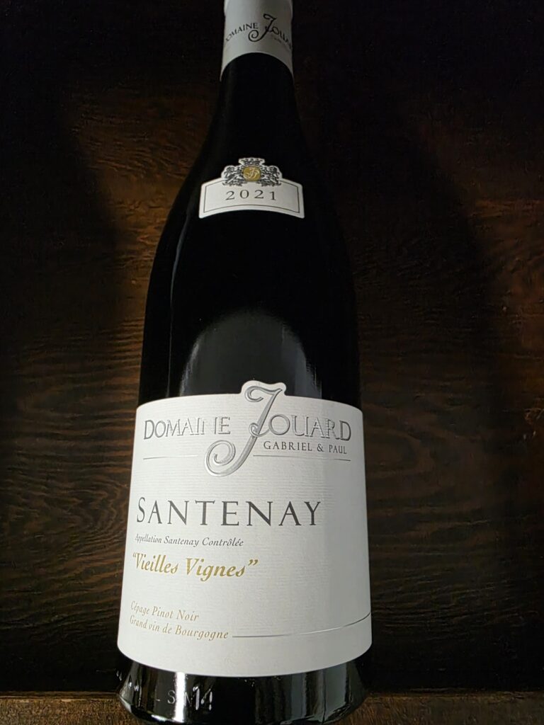 A bottle of Domaine Jouard Santenay Vieilles Vignes Rouge 2021.