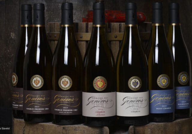 An array of Domaine Des Genèves lined up next to one another.